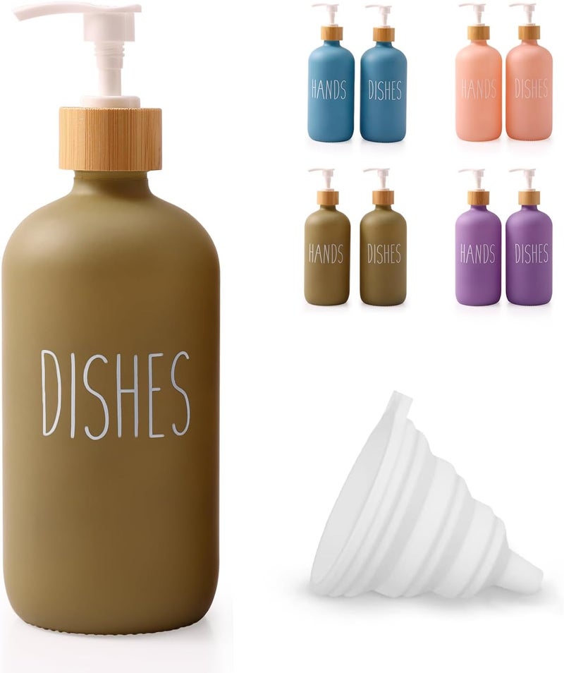 Loochica Sage Green Glass Kitchen Soap Dispenser, Detergent Dispenser or Dish Soap Dispenser for Kitchen Sink, Modern Sage Green Decor Dish Soap Pump for Kitchen Organization - Image 1
